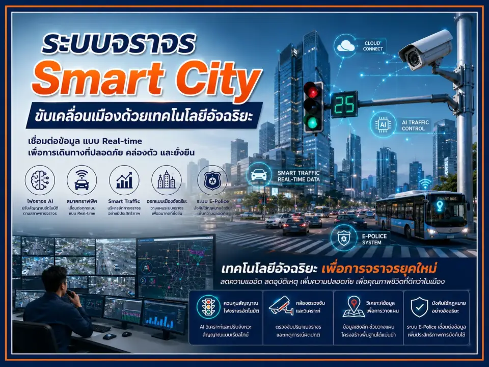 เจาะลึกนวัตกรรมไฟจราจร AI และระบบ E-Police เพื่อการออกแบบเมืองอัจฉริยะ