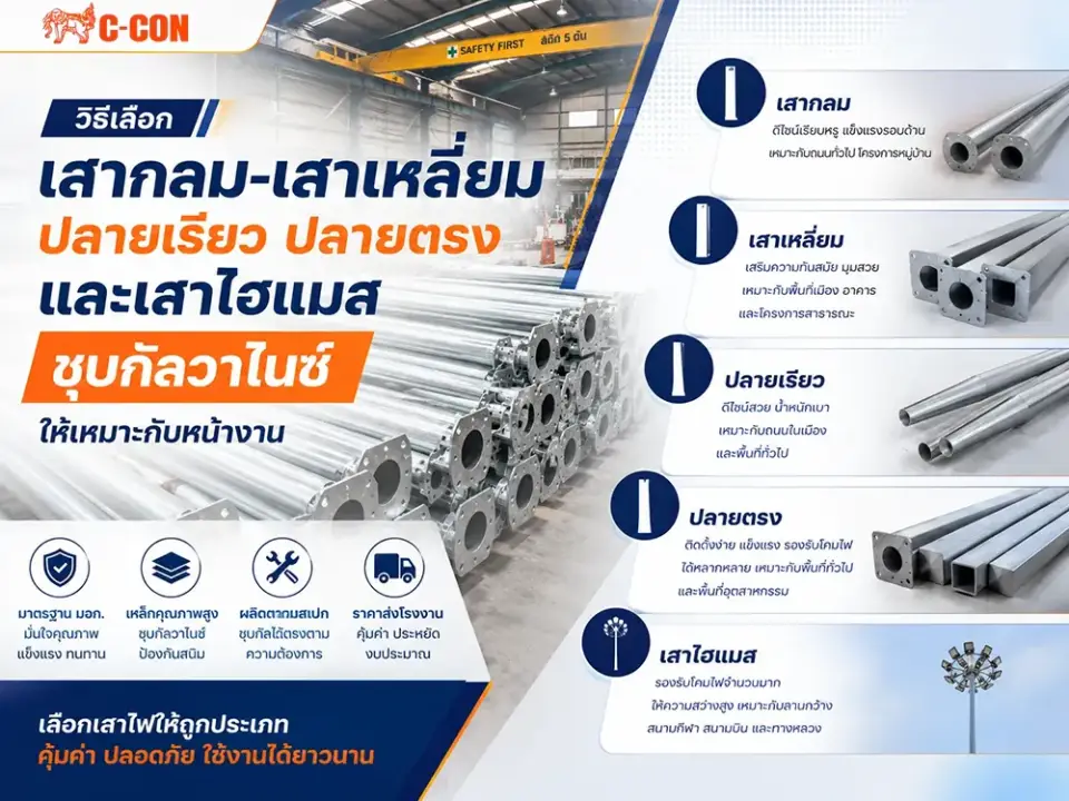 วิธีเลือกใช้งานเสาไฟแต่ละประเภทให้เหมาะกับหน้างาน