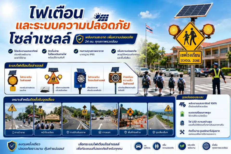 ไฟเตือนและระบบความปลอดภัยโซล่าเซลล์