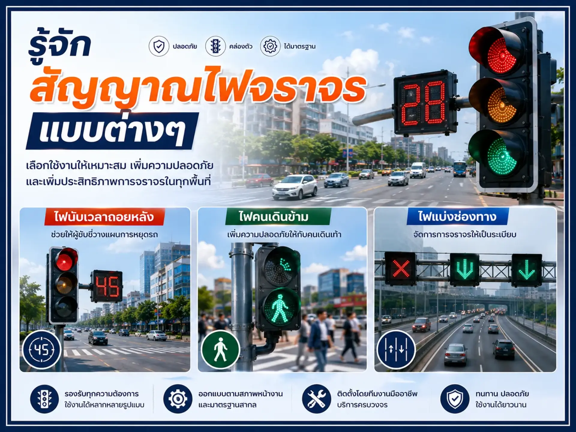 รู้จักระบบสัญญาณไฟจราจรประเภทต่างๆ ที่เห็นตามท้องถนน