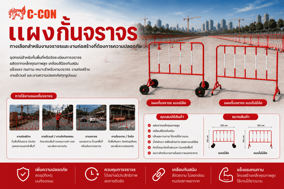 แผงกั้นจราจร C-CON SYSTEM ทางเลือกสำหรับงานจราจรและงานก่อสร้างที่ต้องการความปลอดภัยและความคงทนสูง
