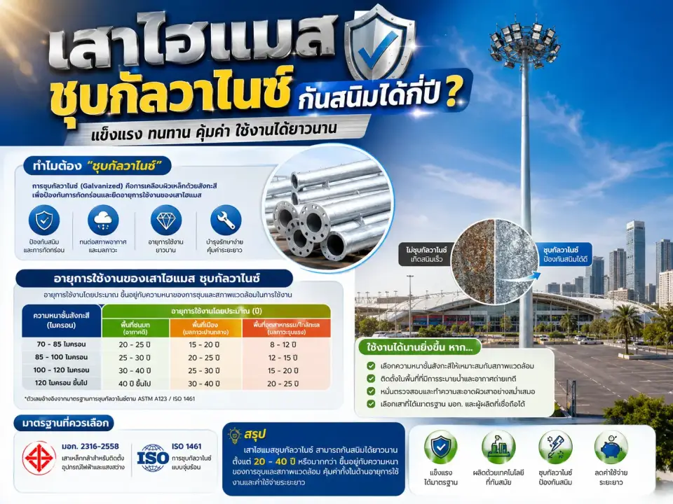 เสาไฮแมส ชุบกัลวาไนซ์ กันสนิมได้กี่ปี