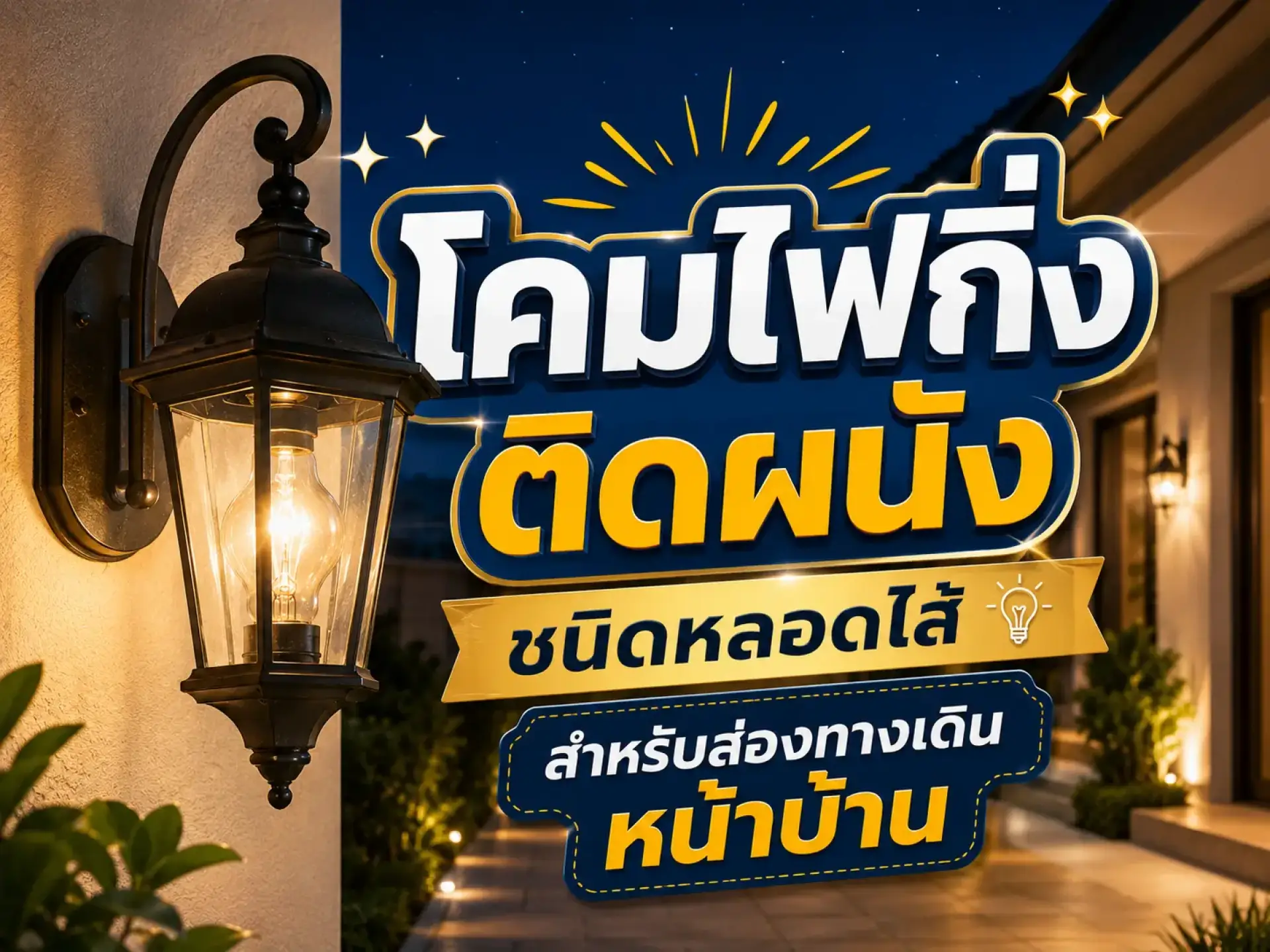 โคมไฟกิ่งติดผนัง ชนิดหลอดไส้ สำหรับส่องทางเดินหน้าบ้าน