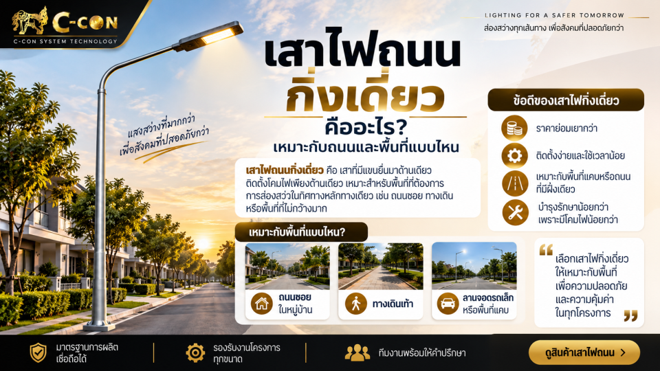 เสาไฟกิ่งเดี่ยวคืออะไร? เหมาะกับถนนและพื้นที่แบบไหน