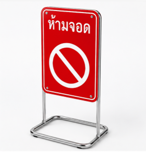 ป้ายจราจรแผงกั้นขาตั้งสแตนเลส ขนาด40x40x90 cm พร้อมป้ายขนาด 60×40 Cm