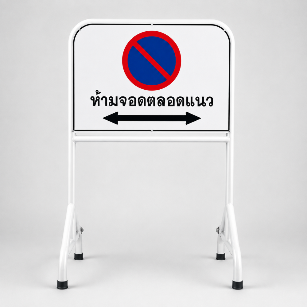 ป้ายอลูมิเนียมขนาด65×45 Cm สะท้อนแสง ขาตั้งขนาด65×100 Cm พร้อมป้ายห้ามจอด