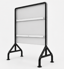 ป้ายอลูมิเนียม หนา 1.2mm. สะท้อนแสง 3M 1ด้าน พร้อม ขาตั้งเหล็ก 50x60x80 Cm. (สามารถเปลี่ยนสติ๊กเกอร์และข้อความได้)