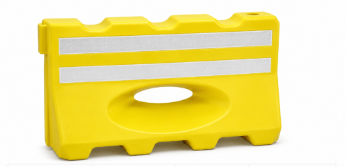 แบริเออร์ชนิดบรรจุน้ำ สีเหลือง ขนาด 36×122.5×66 Cm.